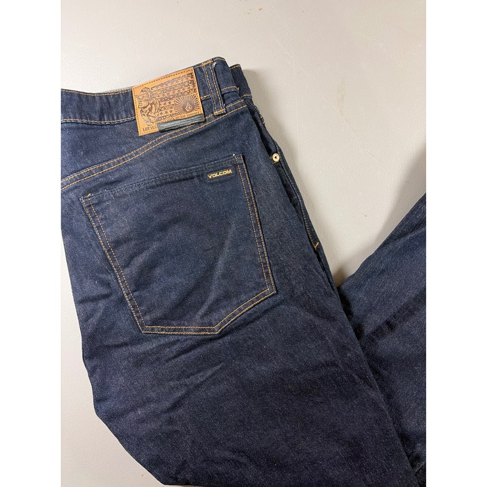 Volcom Vorta Slim Fit Jeans Mens 34x32 Dark‎ Wash Indigo Denim Skate Tapered Leg